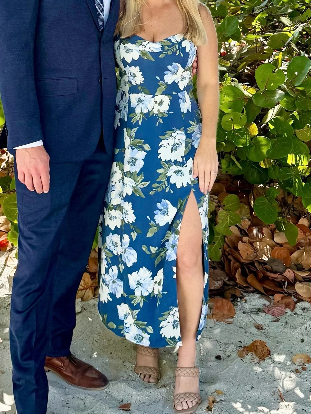 Abercrombie & Fitch Navy Blue Floral Maxi Dress - medium petite